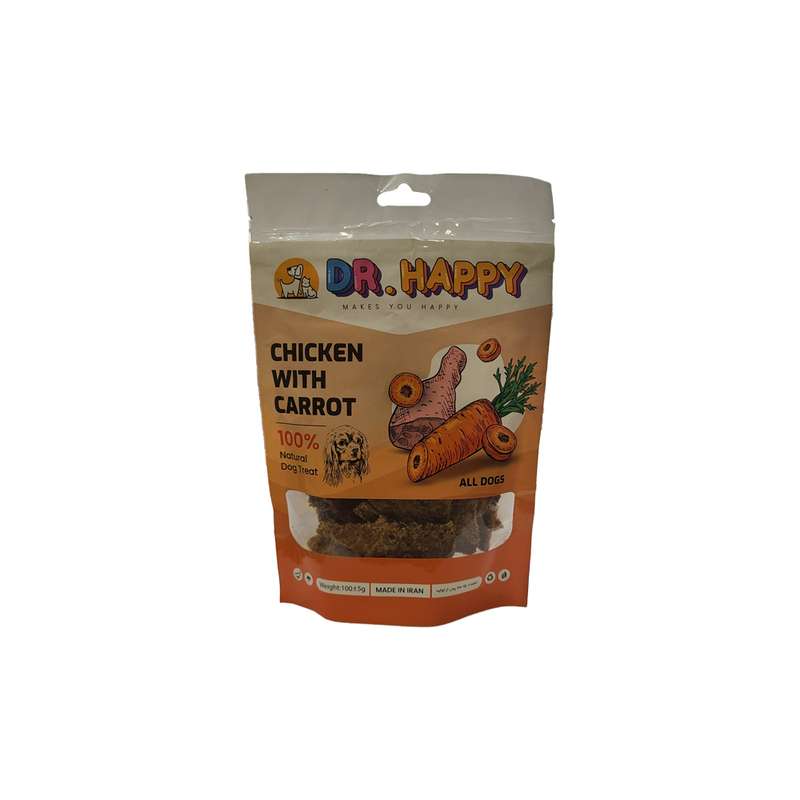 تشویقی سگ دکترهپی مدل Chicken With Carrot وزن 100 گرم