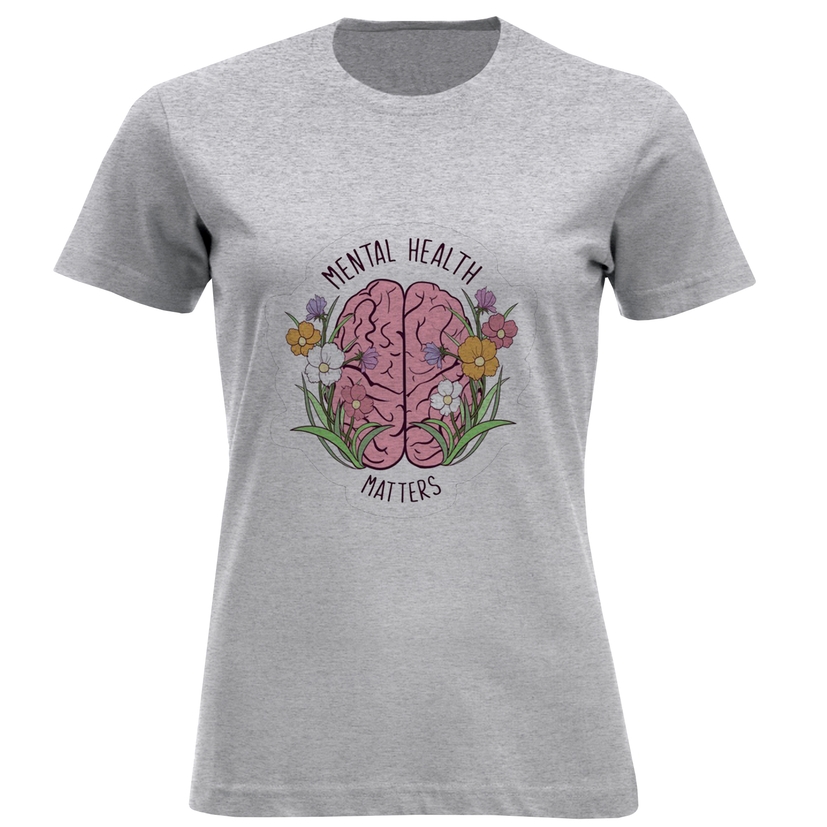 تی شرت آستین کوتاه زنانه مدل مغزوگل D862