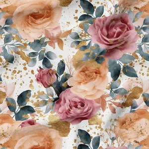 پارچه ملحفه پارچه باما مدل مخمل طرح گل رز خال خالی کد 5012231