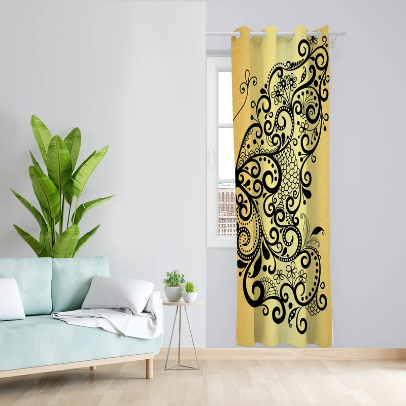 پرده طرح بال پروانه مدل مخمل پانچی کد L 1406R Z سایز 140x200 سانتی متر