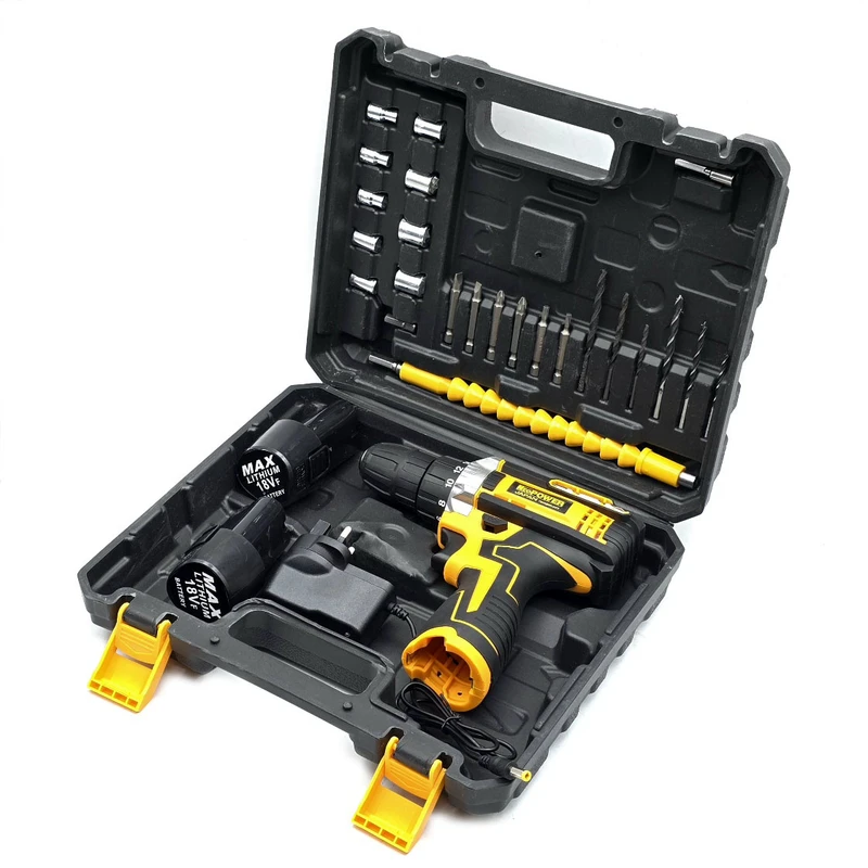 دریل پیچ گوشتی شارژی نیوپاور مدل JAPAN-TECHNOLOGY-18V مجوعه 28 عددی