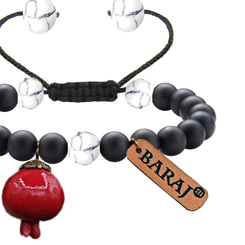 دستبند زنانه باراج من مدل انار و سنگ هولیت کد H-AH5