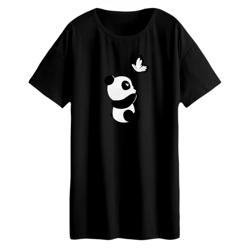 تی شرت لانگ زنانه مدل پاندا و پروانه