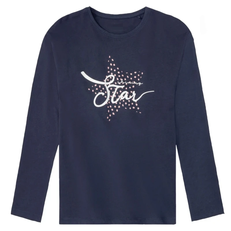 تی‌شرت آستین بلند راحتی دخترانه مدل E3109