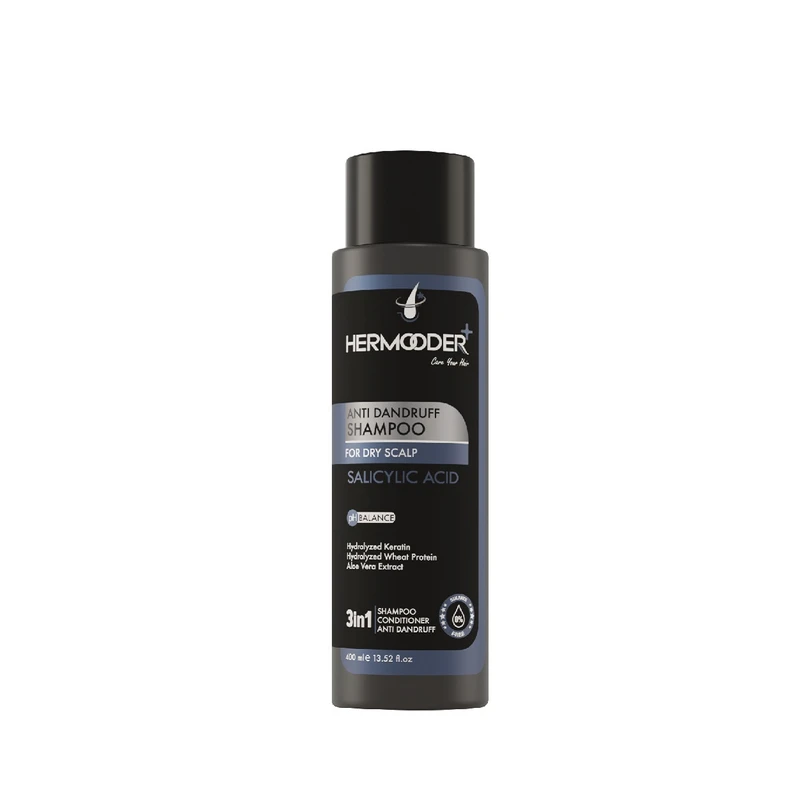 شامپو ضد شوره مو هرمودر مدل SALICYLIC ACID400 حجم 400 میلی لیتر