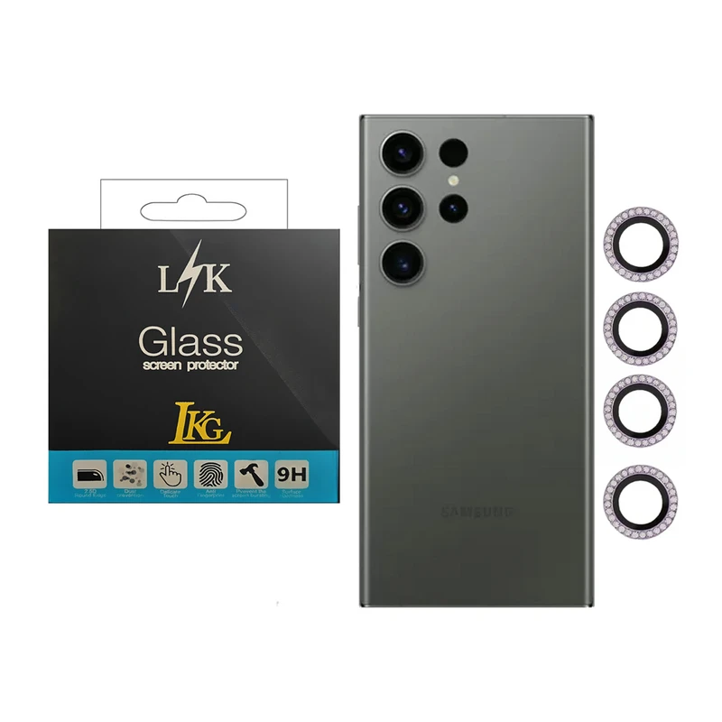 محافظ لنز دوربین ال کا جی مدل نگین دار مناسب برای گوشی موبایل سامسونگ Galaxy S23 Ultra 5G