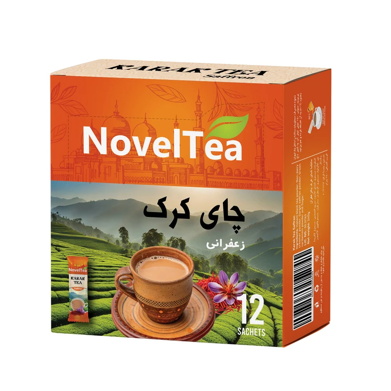 چای کرک زعفرانی کم شکر ناولتی - 240 گرم بسته 12 عددی
