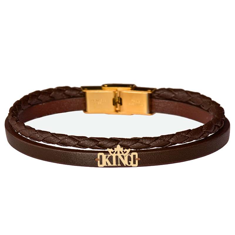 دستبند طلا 18 عیار مردانه کرابو طرح King مدل Kr102359
