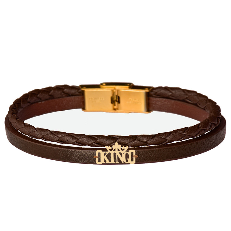 دستبند طلا 18 عیار مردانه کرابو طرح King مدل Kr102359