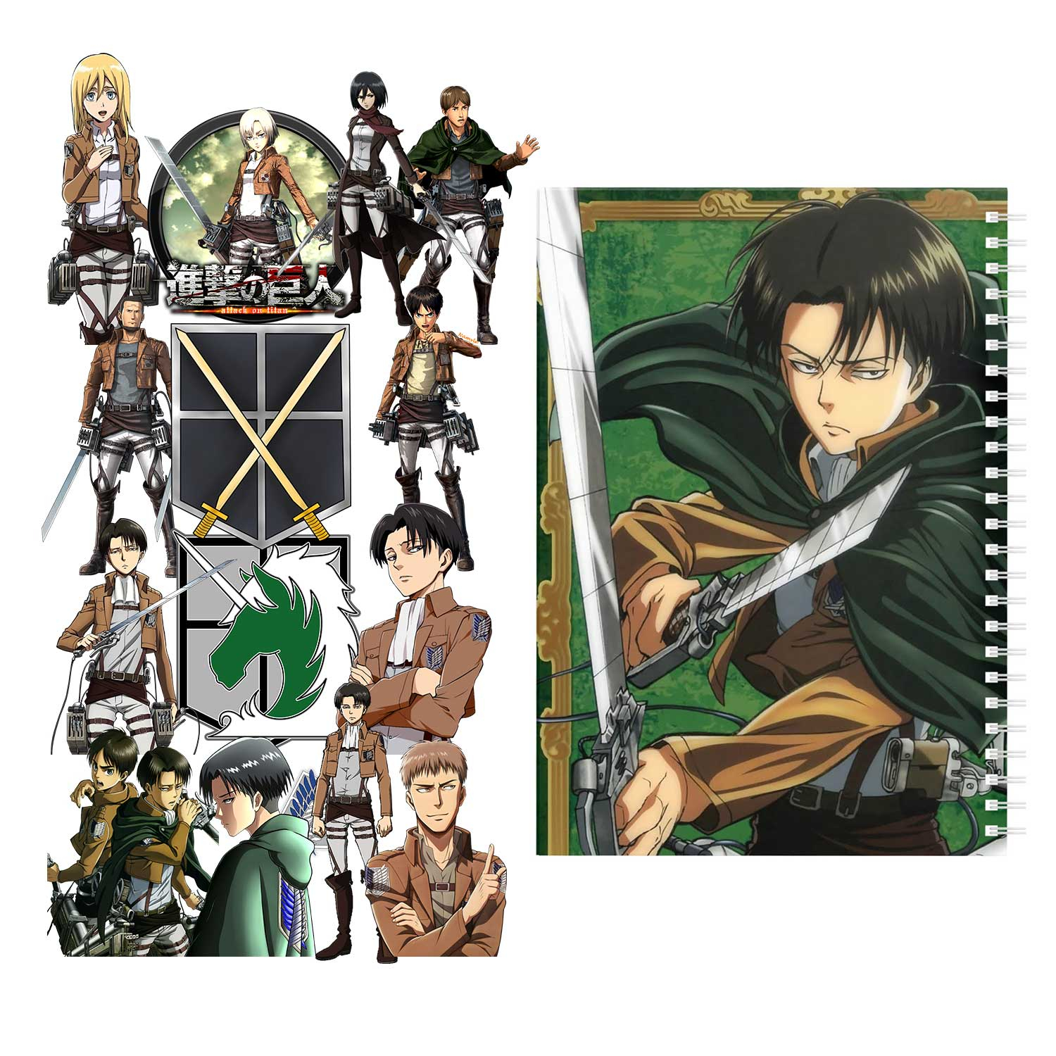 دفتر مشق باژیکان طرح انیمه اتک آن تایتان Attack On Titan کد 20211456 به همراه استیکر لپ تاپ مجموعه 14 عددی