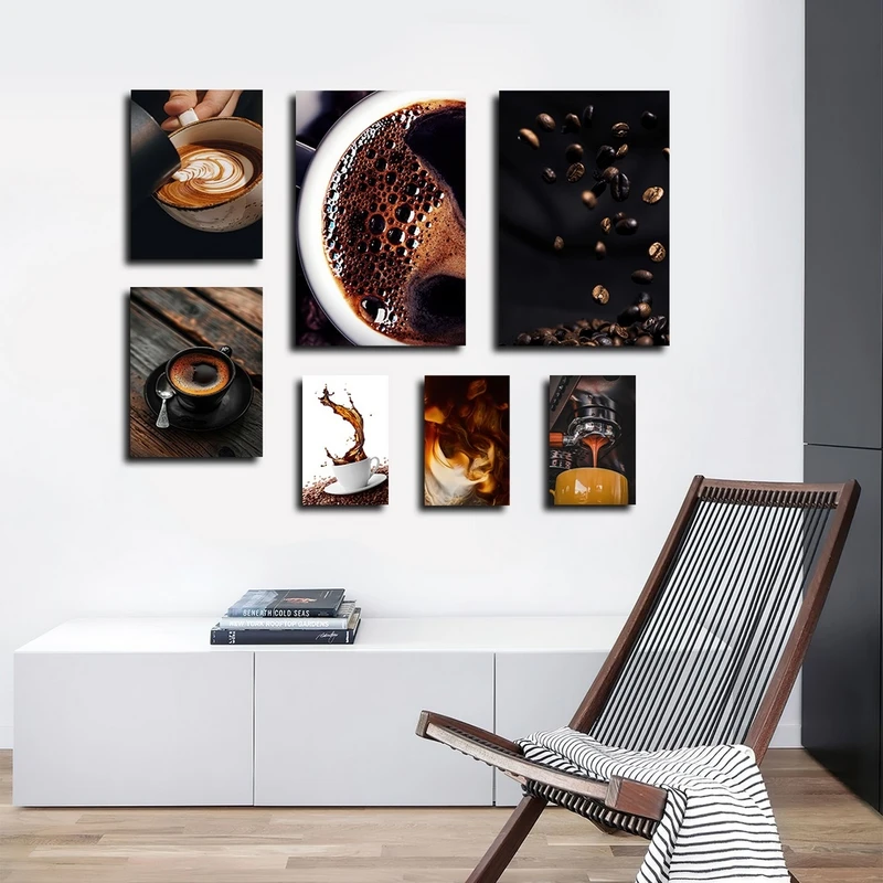 تابلو شاسی بکلیت طرح کافه و قهوه مدل SH-2816 مجموعه 7 عددی