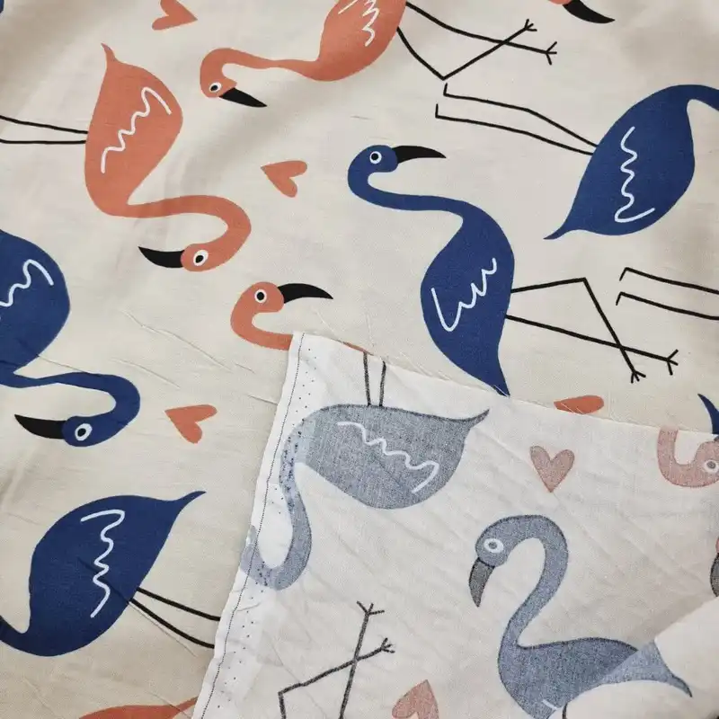 پارچه لباس مدل کودری نخی طرح فلامینگو کد B