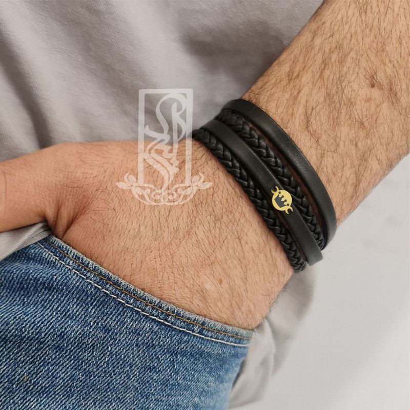 دستبند طلا 18 عیار مردانه لیردا مدل تاج کد 218D 7001