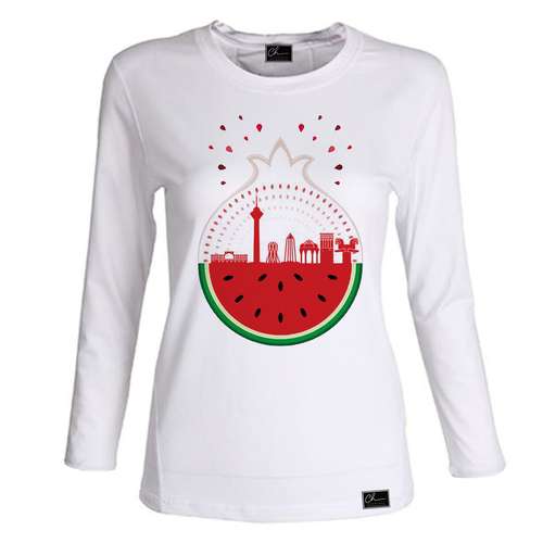 تی شرت آستین بلند زنانه مدل شب یلدا کد B73 رنگ سفید