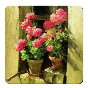  زیر لیوانی طرح گلدان شمعدانی کد nzl532