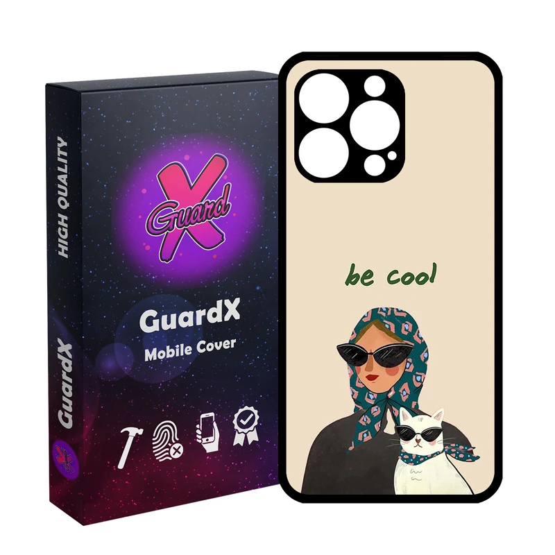 کاور گارد ایکس طرح دختر و گربه مدل Glass10726 مناسب برای گوشی موبایل اپل iPhone 13 Pro