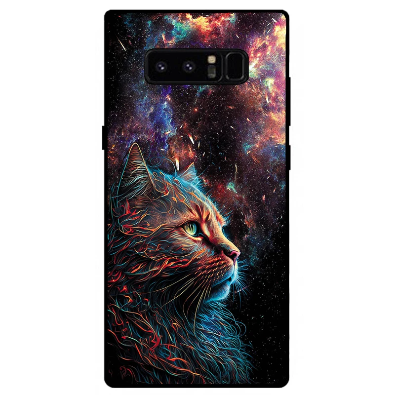 کاور مگافون طرح گربه کهکشانی مدل 4203 مناسب برای گوشی موبایل سامسونگ Galaxy Note 8         