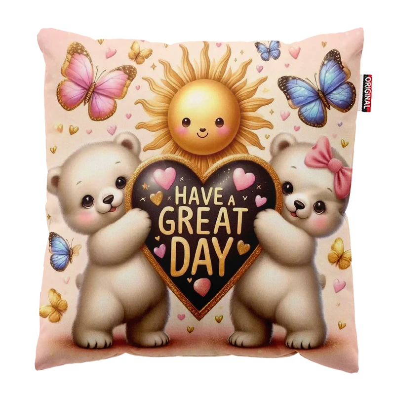 کوسن پاد آفرین مدل کارتونی طرح خرس تدی کد PK403733 سایز 40*40 سانتی متر