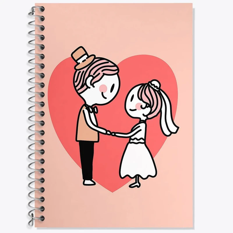 دفتر زبان 50 برگ خندالو مدل سه خط طرح عروس و داماد کد 29626