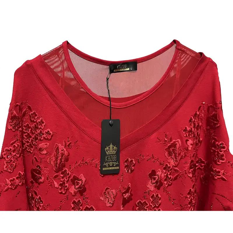 بلوز آستین بلند زنانه کازه مدل ترک گلدار