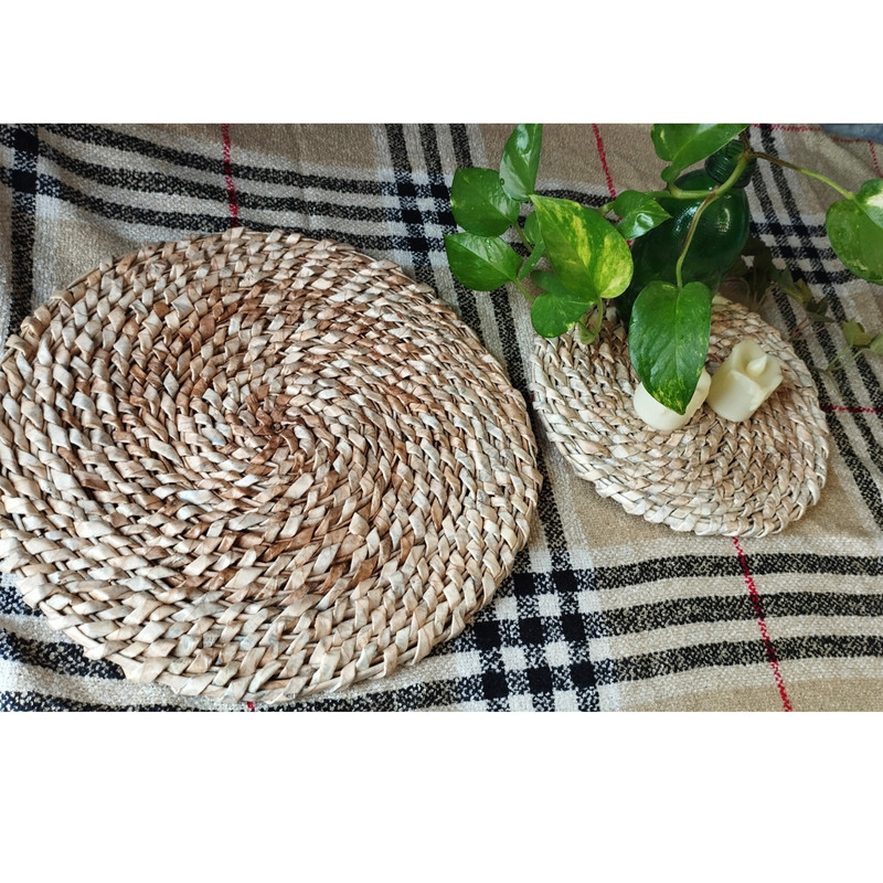 زیر بشقابی حصیری مدل گندم مجموعه 2 عددی