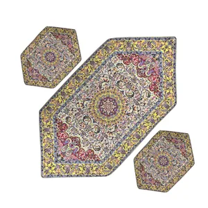  ست 3 تکه رومیزی ترمه مدل سوگند