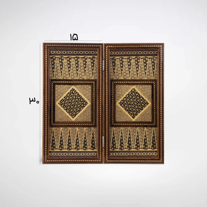 عکس شماره 2 : صفحه شطرنج خاتم کاری مدل هشت ضلعی کد 30