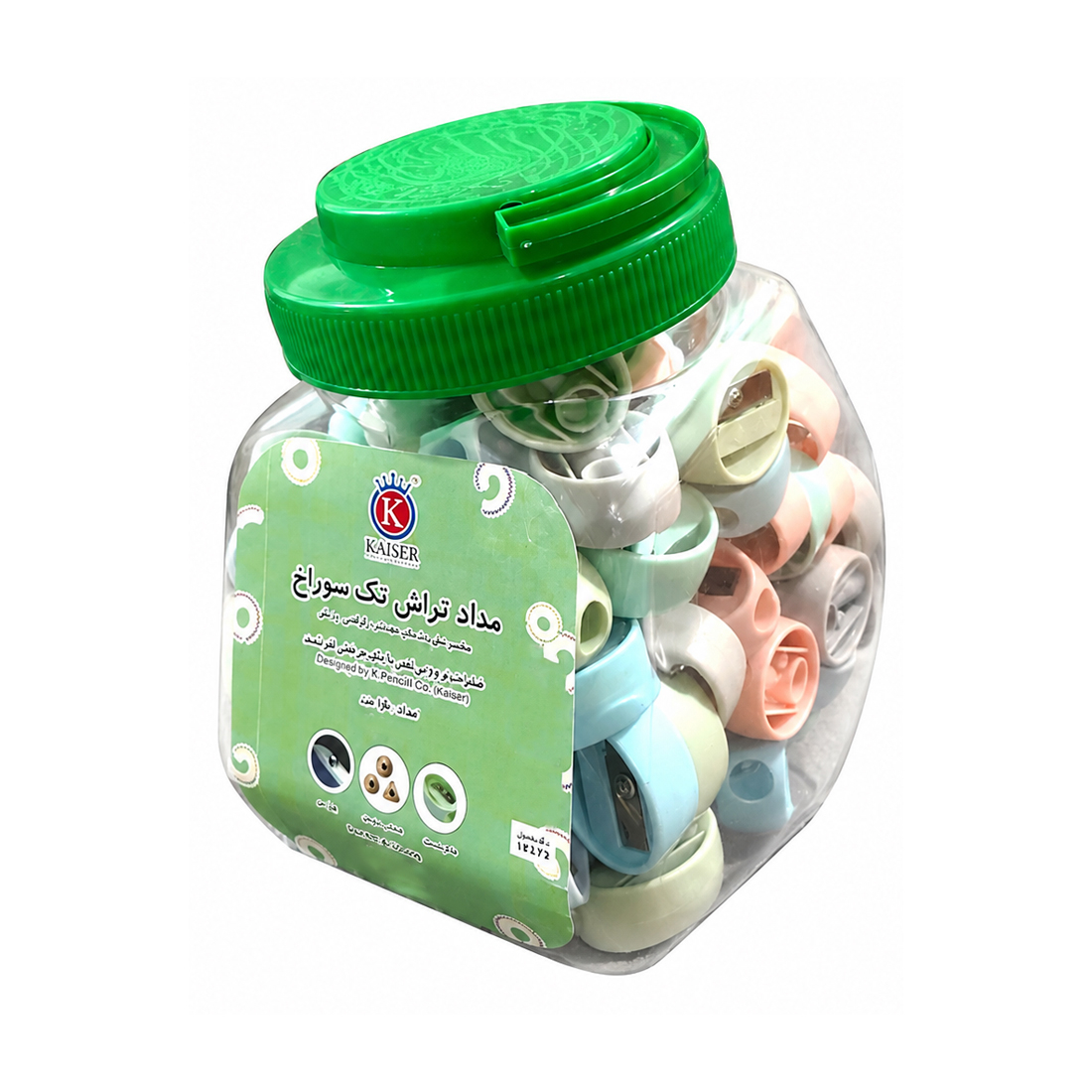 تراش کایزر کد SK272 مدل بیضی پاستلی قوطی 96 عددی