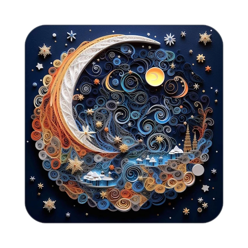 زیر لیوانی کاکتی طرح ماه و ستاره مدل mp53040