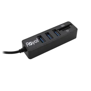 هاب 3 پورت USB3.0 و رم ریدر رویال مدل RH&R-448