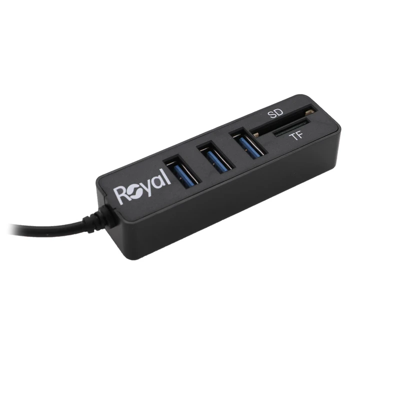 هاب 3 پورت USB3.0 و رم ریدر رویال مدل RH&amp;R-448