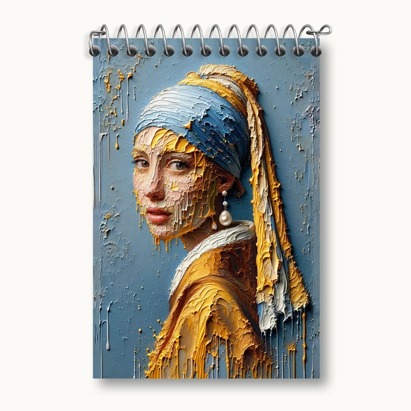 دفتر یادداشت 50 برگ خندالو مدل دختری با گوشواره مروارید کد F1213