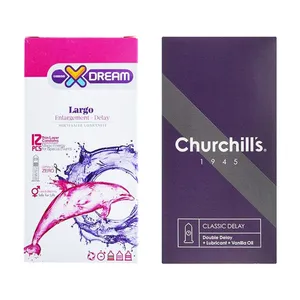 کاندوم چرچیلز مدل Classic Delay بسته 12 عددی به همراه کاندوم ایکس دریم مدل Largo بسته 12 عددی