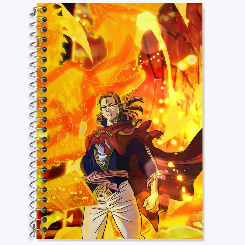 دفتر زبان 50 برگ خندالو مدل سه خط طرح فرمانده آتشین انیمه بلک کلاور Black Clover کد 11728