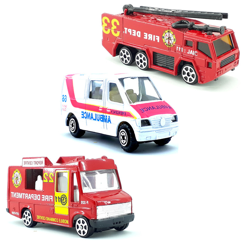 ماشین بازی دنیای سرگرمی های کمیاب مدل ست آتش نشانی مجموعه 3 عددی