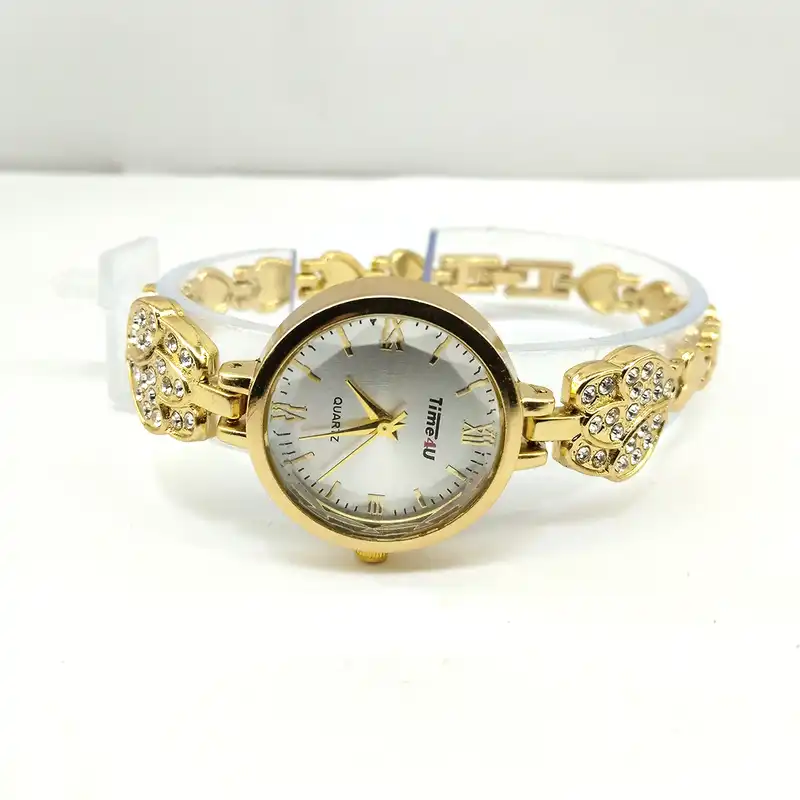 ساعت مچی عقربه ای زنانه مدل نگین دار قلبی کد ghn1