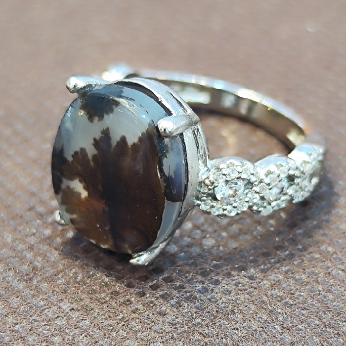 انگشتر نقره زنانه مدل عقیق شجر کد 5880