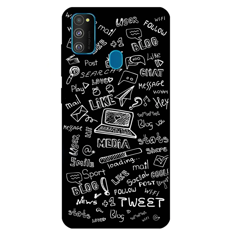 کاور مگافون طرح رسانه های اجتماعی مدل 1898 مناسب برای گوشی موبایل سامسونگ Galaxy M21 / M30 S         