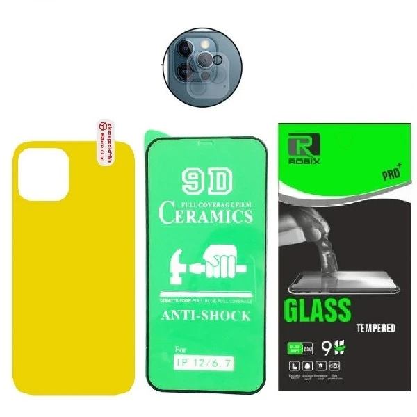 محافظ صفحه نمایش روبیکس مدل CR-IP مناسب برای گوشی موبایل اپل iphone 12Pro به همراه محافظ لنز دوربین ومحافظ پشت گوشی