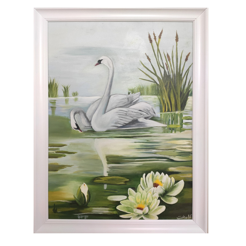 تابلو نقاشی رنگ روغن مدل قوهای مرداب