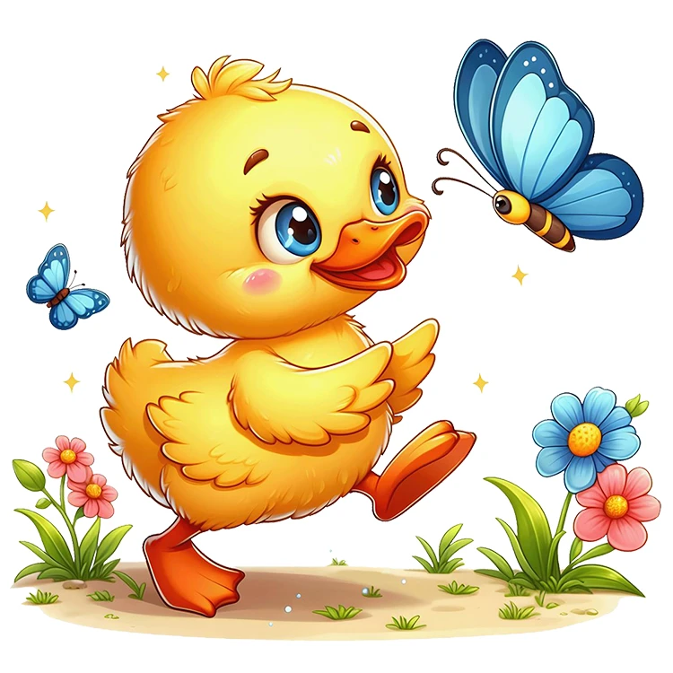 استیکر پارچه و لباس پاد آفرین مدل جوجه اردک و پروانه ها کد DKST345
