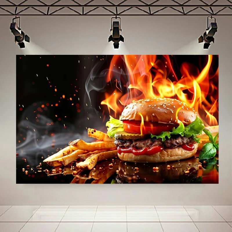 تابلو بوم طرح همبرگر گریل مدل داغ و لذیذ کد AR303217