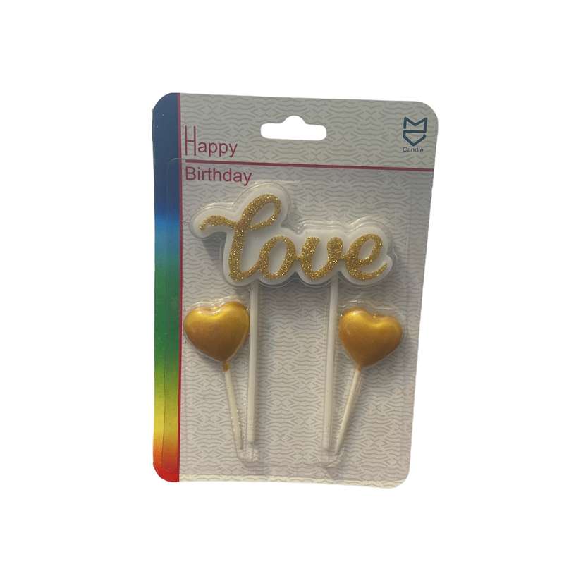 شمع تولد مدل لاو و قلب کد 5411 مجموعه 3 عددی