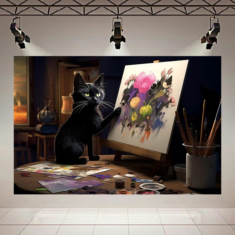  پوستر طرح گربه نقاش کد AR32253