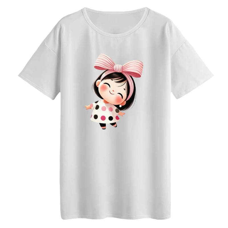 تی‌شرت لانگ آستین کوتاه زنانه مدل دخترک کد3 رنگ سفید