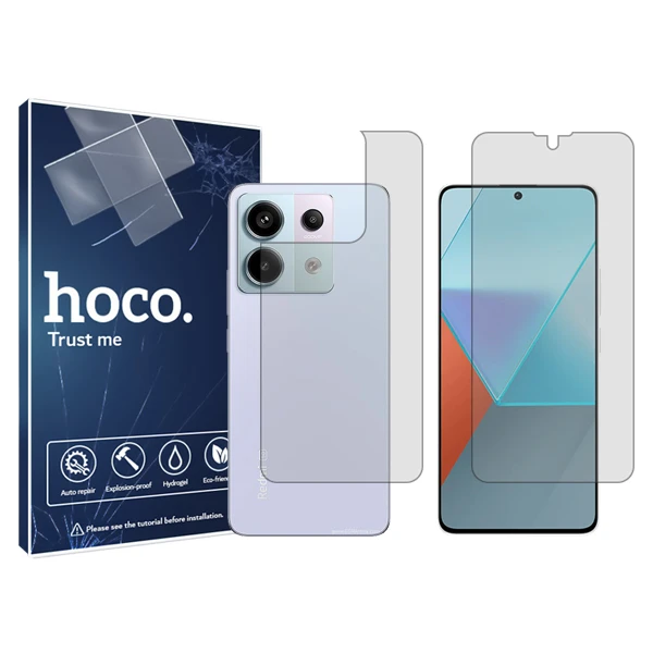محافظ صفحه نمایش شفاف هوکو مدل HyGEL مناسب برای گوشی موبایل شیائومی Redmi Note 13 Pro به همراه محافظ پشت گوشی