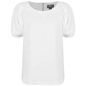 بلوز آستین کوتاه زنانه اونلی مدل یقه گرد رنگ سفید