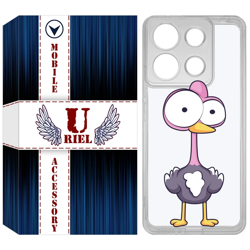 کاور یوریل مدل Clear کد 43 طرح شترمرغ مناسب برای گوشی موبایل شیائومی Redmi Note 13 4G