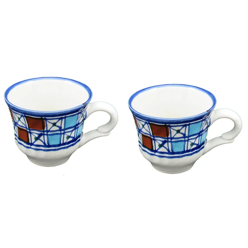 فنجان چينی ميبدمرواريدمدل شطرنجی بسته 2 عددی
