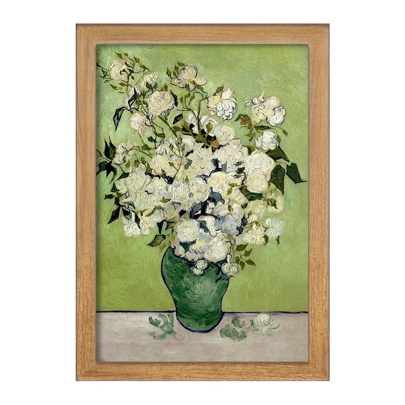 تابلو خندالو مدل نقاشی گلدان رز اثر ونسان ونگوگ کد 25476